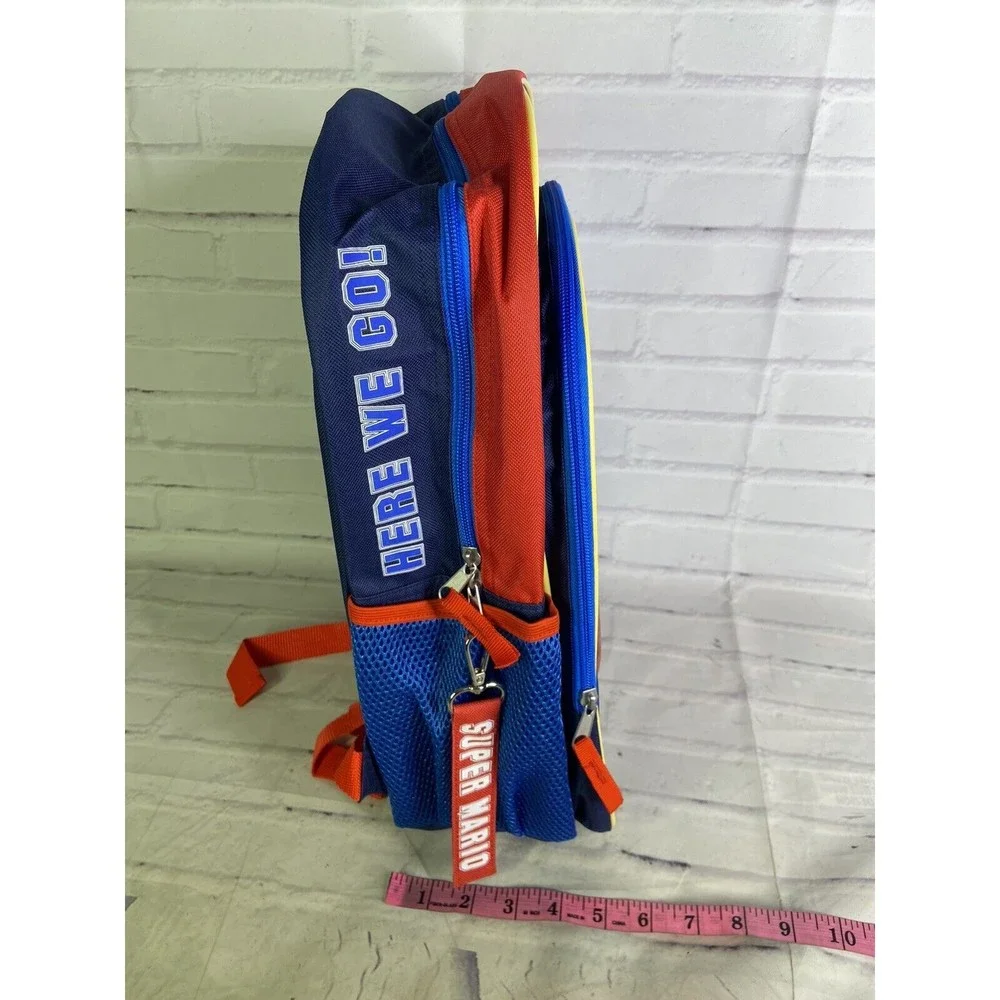 Nintendo Super Mario Logo School Backpack Bag Blue Red Zipper Closure NEW
